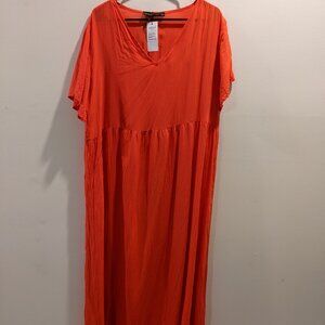 Women's Long Short Sleeved Summer Dress/Beach Cover Up Orange SZ XXXL